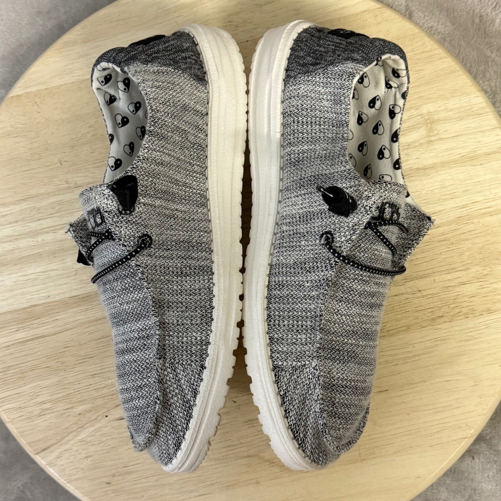 Hey Dude Wendy Stretch Yin Yang Grey Knit Slip On Loafer Shoe 121413351 Womens 9 - Picture 10 of 16